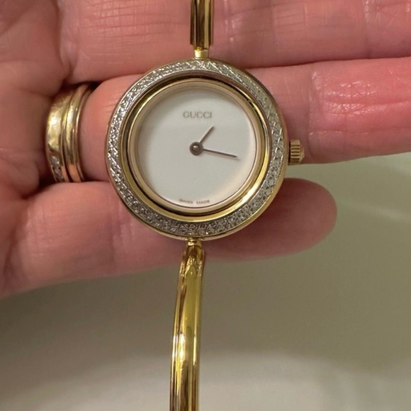 Rare~Gucci Gold *Diamond-Cut* Bezel (NO WATCH) For Watches 1100/11/12.2/1200~ - Picture 1 of 6